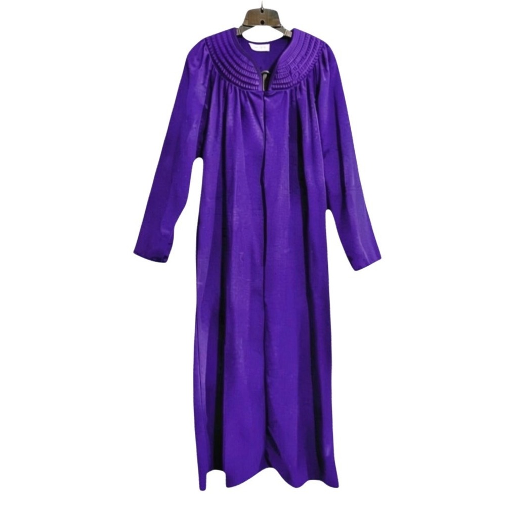 NWT VTG LARA DEE By Charm WARM FLEECE 1/2-ZIP Lounge Robe/Housecoat Purple Sz L